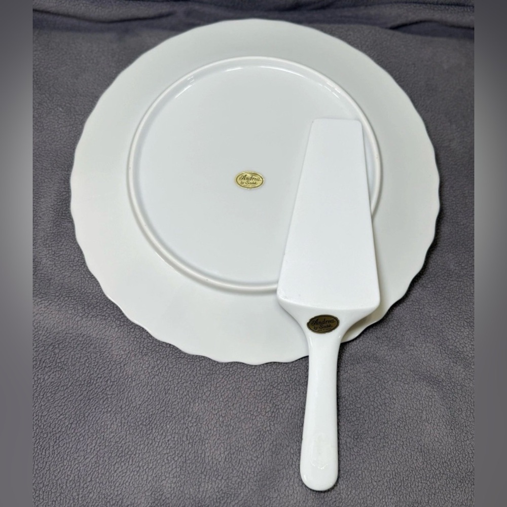 Vintage Andrea by Sadek Buckingham 10" Porcelain Cake Plate & Server JAPAN - Picture 9 of 13